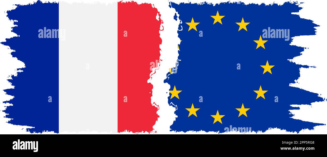 Unione europea e Francia bandiere grunge connessione, vettore Illustrazione Vettoriale
