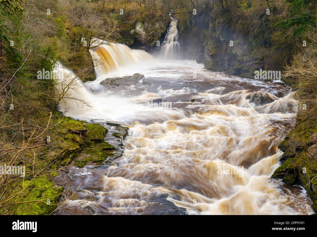 Rapide cascate Bonnington Linn nelle vicinanze di New Lanark, Scozia Foto Stock