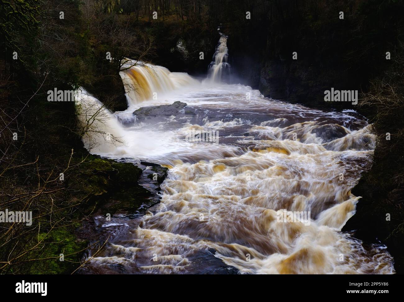 Rapide cascate Bonnington Linn nelle vicinanze di New Lanark, Scozia Foto Stock