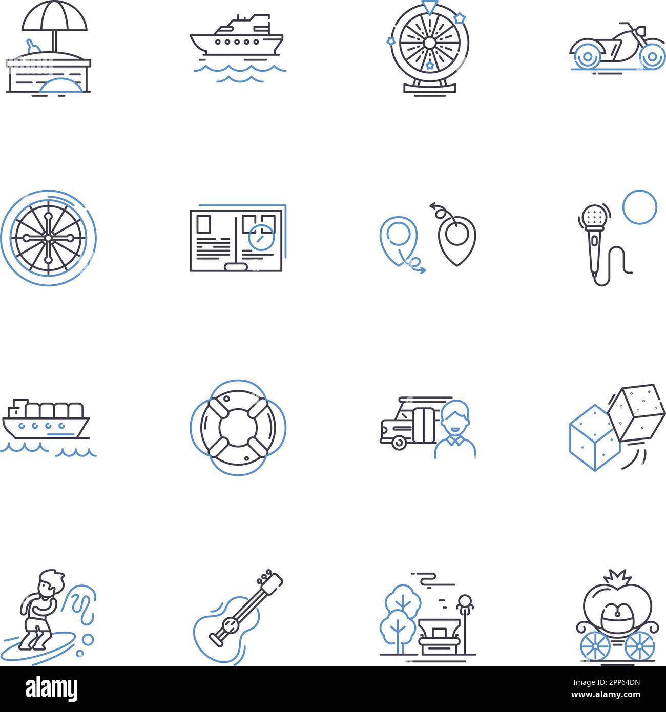 Collezione di icone della linea Pilgrimming. devozione, fede, viaggio, spirituale, santuario, mecca, vettore di riverenza e illustrazione lineare. santo, pellegrinaggio Illustrazione Vettoriale