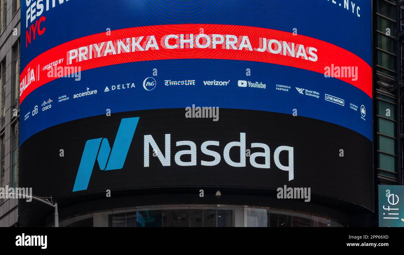 La sede principale della Borsa NASDAQ a New York, USA Foto Stock