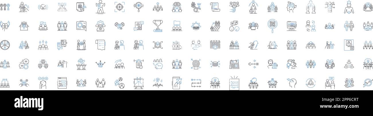 Collezione di icone della riga dell'amministrazione governativa. Burocrazia, governance, legislazione, regolamento, politica, Mandato, vettore di autorità e lineare Illustrazione Vettoriale