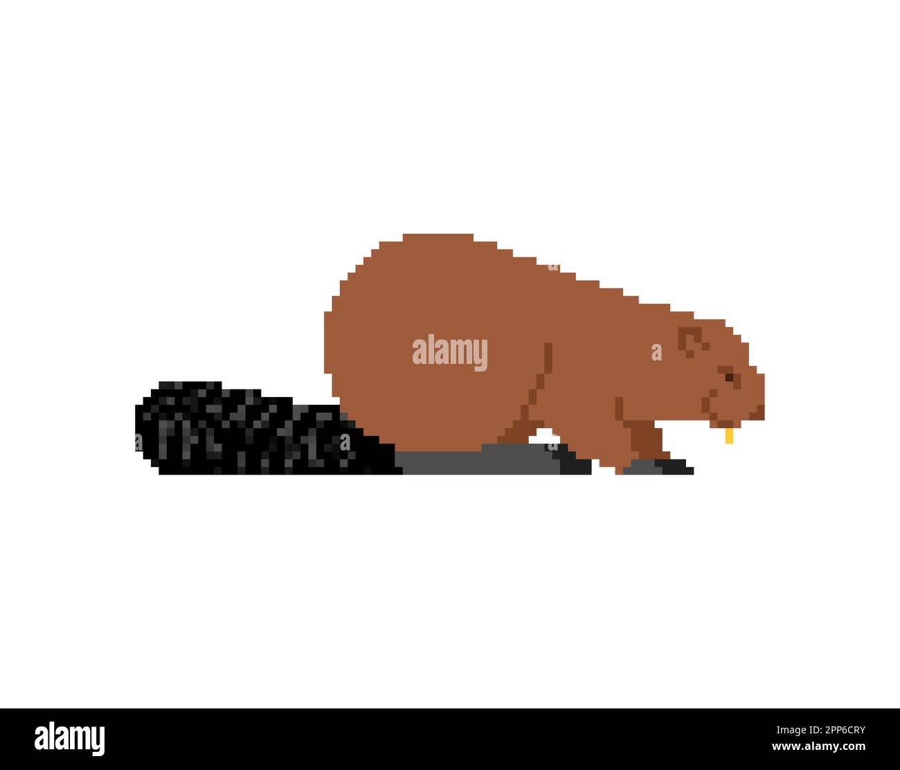 Beaver pixel art. 8 bit roditore palude. Illustrazione del vettore con pixel Illustrazione Vettoriale