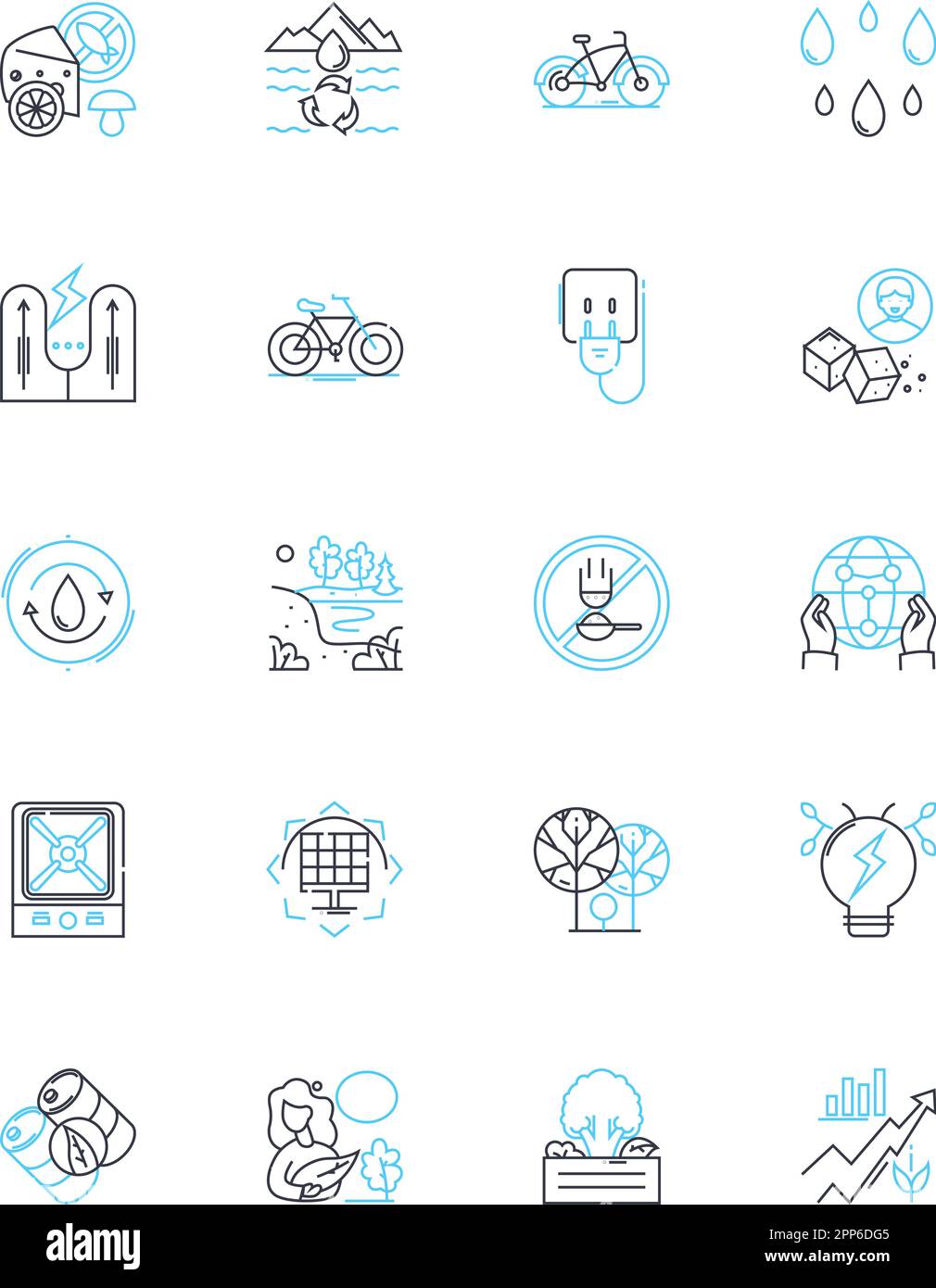 Set di icone lineari per l'agricoltura sostenibile. Rigenerativo, organico, permacultura, biodiversità, suolo, Agroforestry, vettore di linea di conservazione e concetto Illustrazione Vettoriale