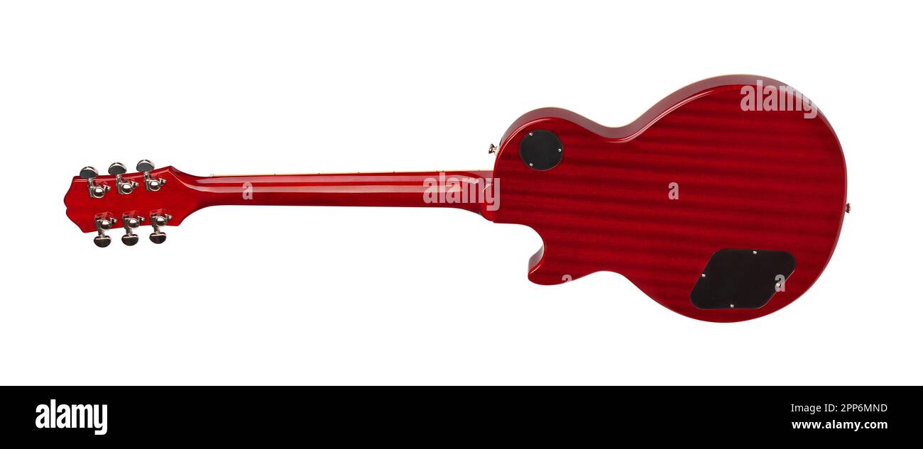 classico percorso posteriore chitarra elettrica isolato su bianco Foto Stock