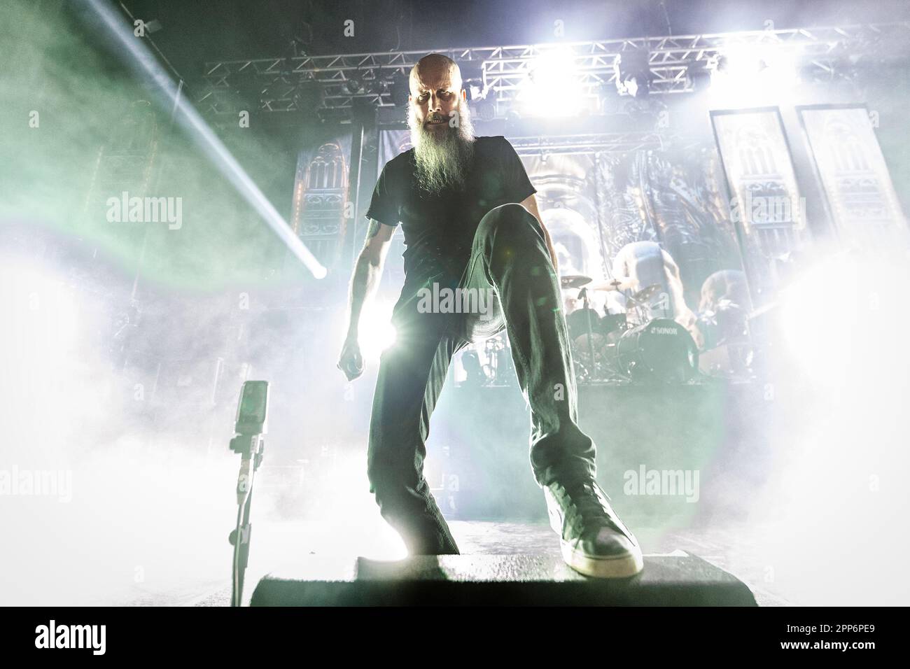 Oslo, Norvegia. 20th, aprile 2023. La band svedese Extreme Metal Meshuggah si esibisce in un concerto dal vivo presso il Sentrum Scene di Oslo. Qui il cantante Jens Kidman è visto dal vivo sul palco. (Photo credit: Gonzales Photo - Terje Dokken). Foto Stock