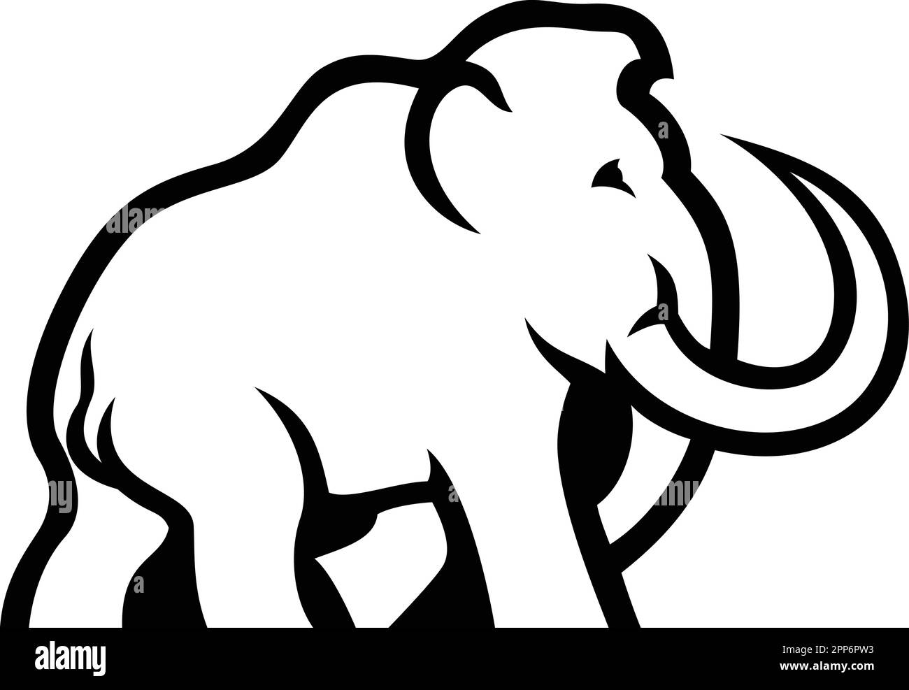 Vista laterale di Woolly Mammoth Simple Line Illustration Illustrazione Vettoriale