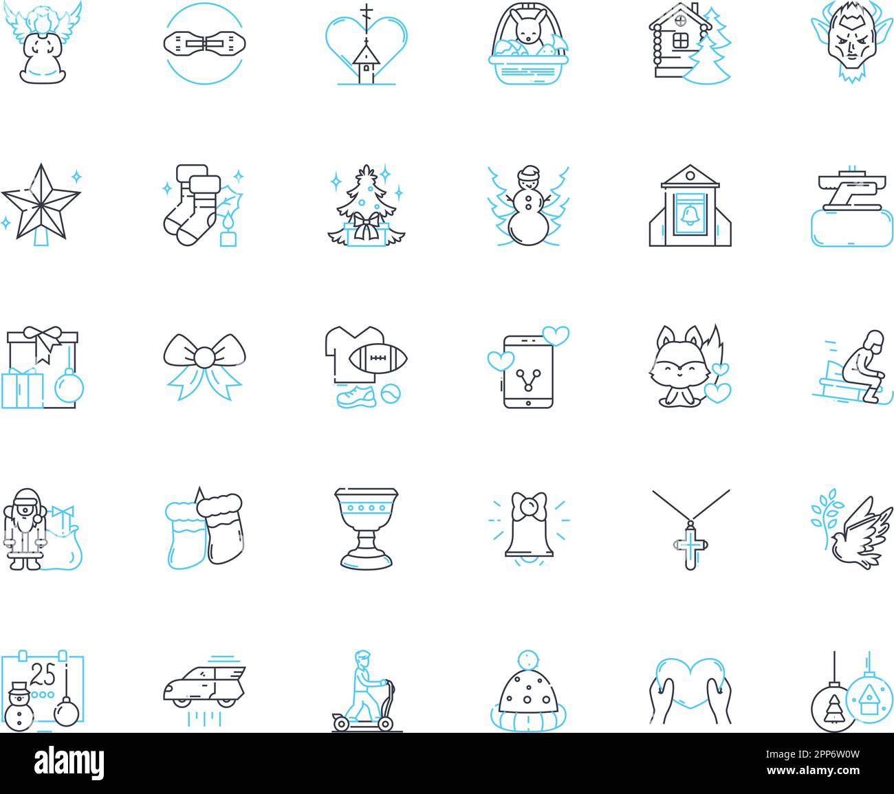 Set di icone lineari per le feste. Celebrazione, gioia, Famiglia, felicità, Amore, Dono-dare, vettore linea Cheer e segnali di concetto. Festa, Tradizioni Illustrazione Vettoriale