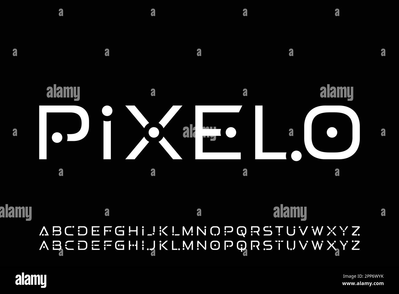 Vettore di font Sans serif e dot alfabets moderno con alternanza Illustrazione Vettoriale