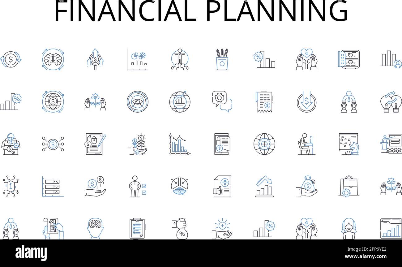 Raccolta di icone della linea di pianificazione finanziaria. Diversità, uguaglianza, pregiudizio, tolleranza, stigma, Norme, vettore di integrazione e illustrazione lineare Illustrazione Vettoriale