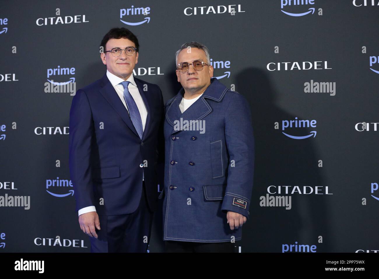 IL CINEMA SPAZIALE – MODERNO ROMA , roma, Italia, 21 aprile 2023, Anthony Russo + Angela Russo-Otstot durante la fotocall Cittadella - News Foto Stock