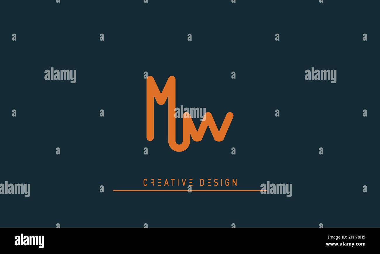 Lettere alfabetiche logo Creative moderno MW , WM Illustrazione Vettoriale