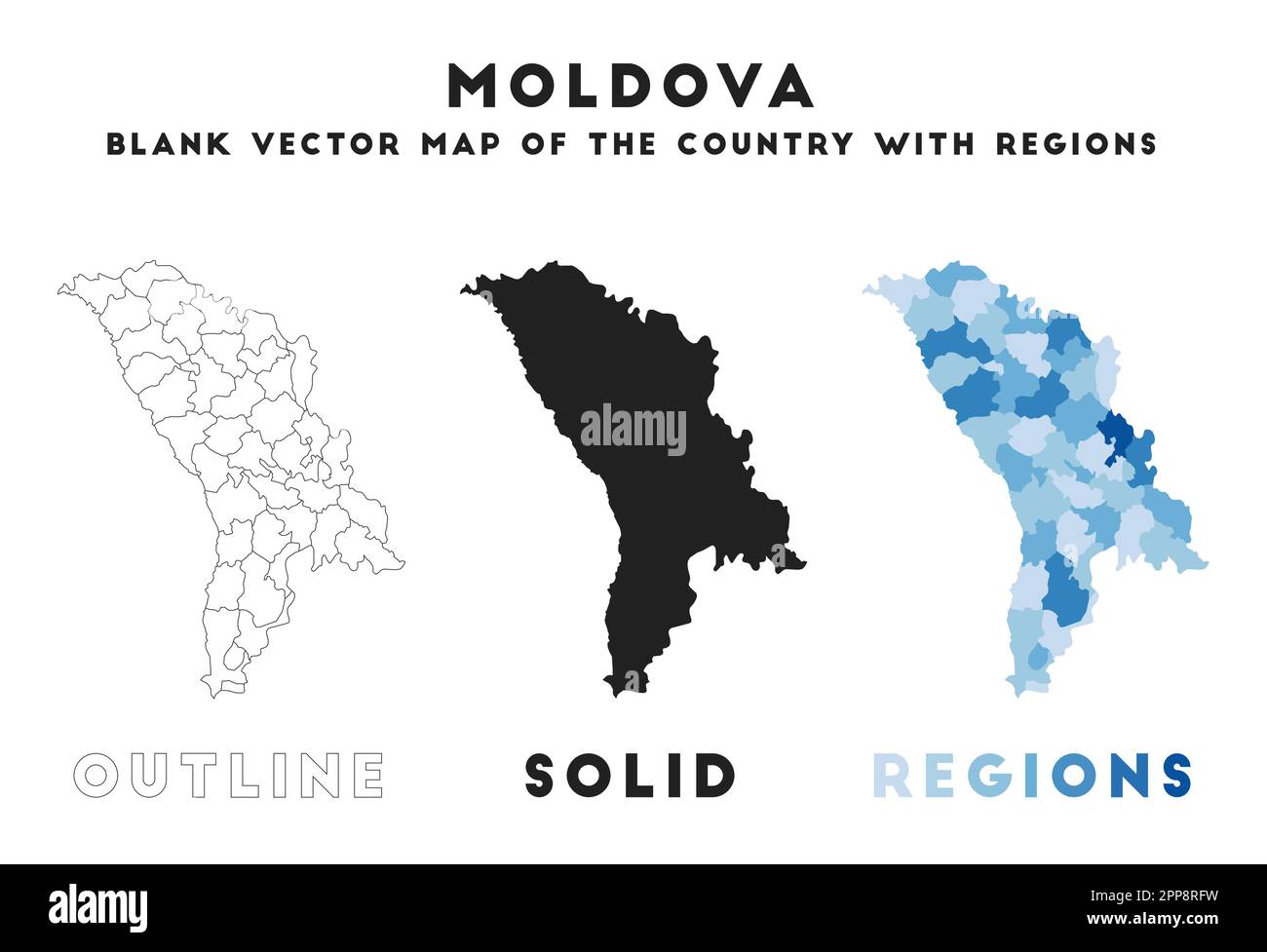 Mappa della Moldova. Confini della Moldova per la vostra infografica. Forma del paese vettoriale. Illustrazione vettoriale. Illustrazione Vettoriale