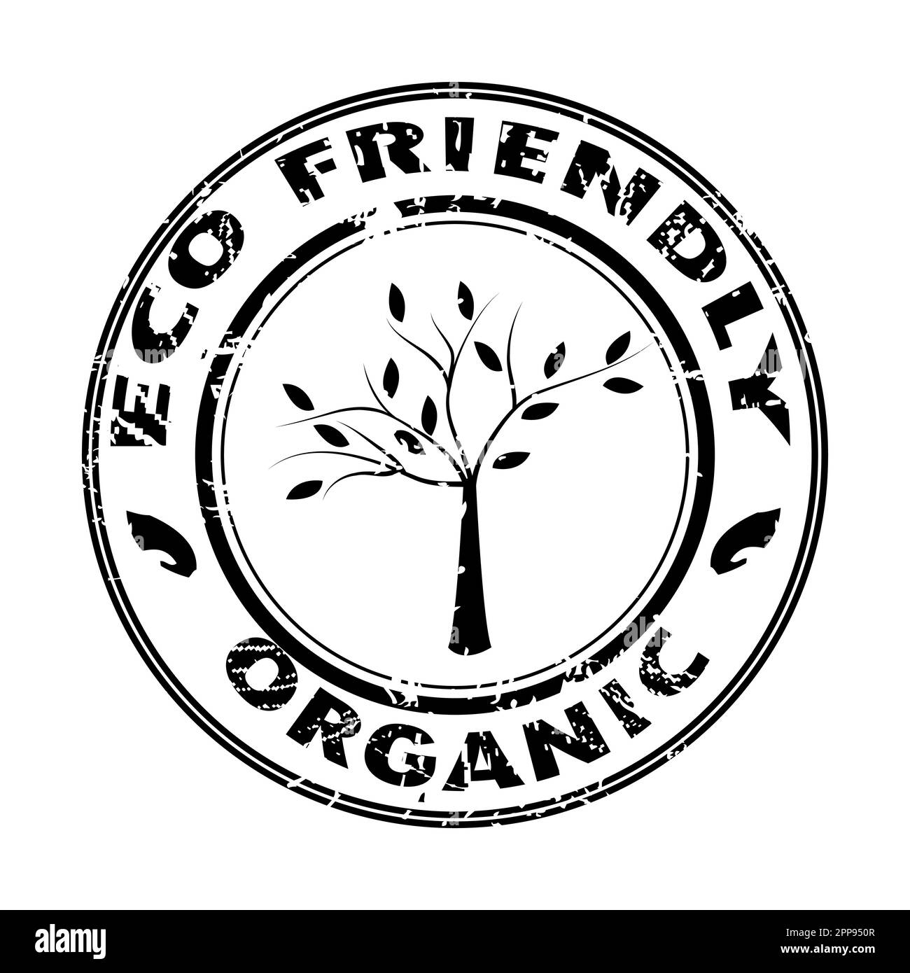 Bollo biologico ed ecologico con un albero Illustrazione Vettoriale