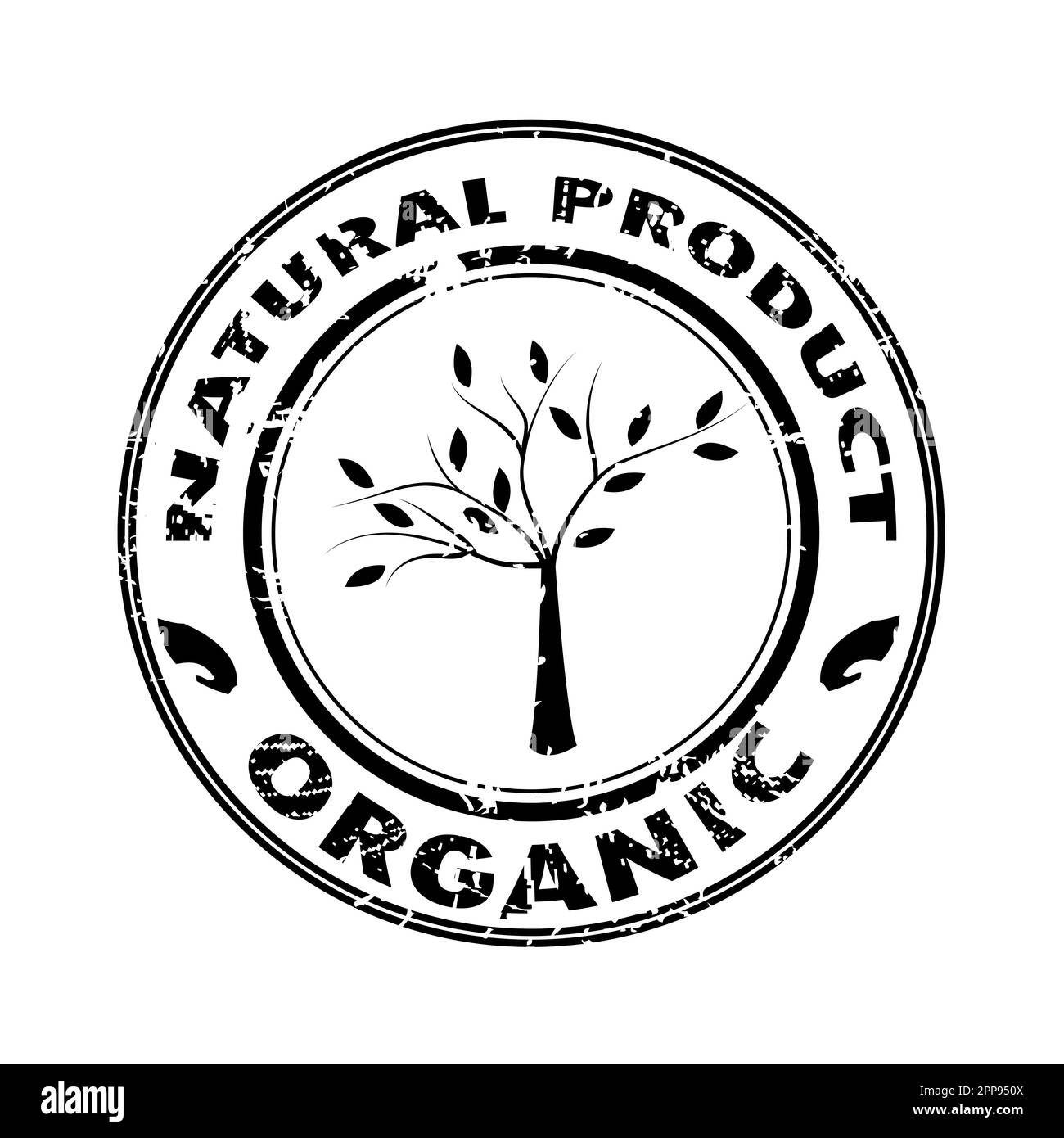 Bollo biologico ed ecologico con un albero Illustrazione Vettoriale