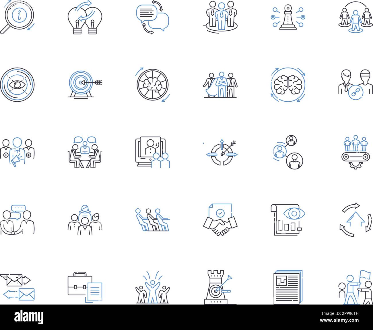 Raccolta di icone della linea di collaborazione congiunta. Ynergy, partenariato, Alleanza, Coalizione, cooperazione, Collaborazione, vettore congiunto e illustrazione lineare Illustrazione Vettoriale