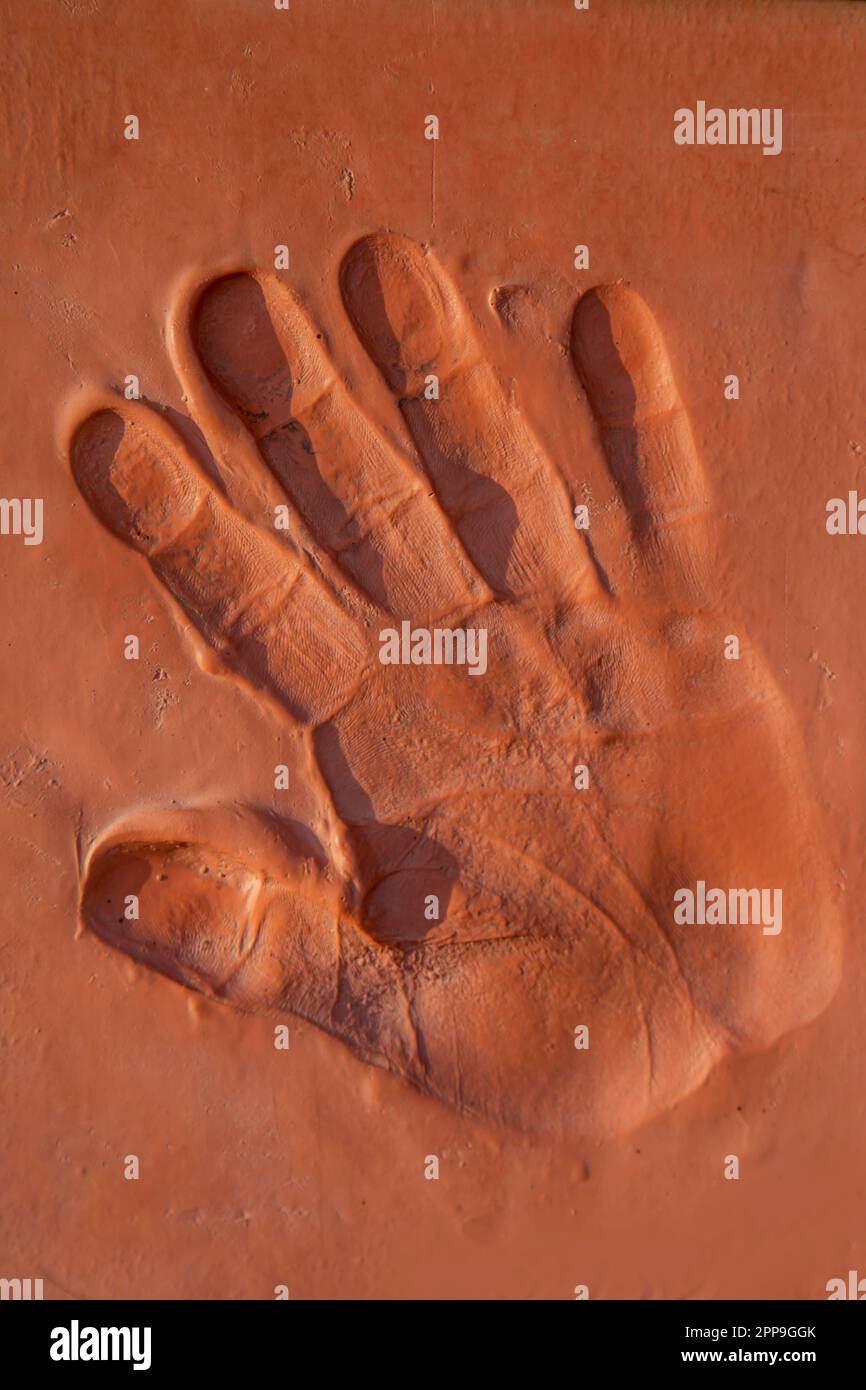 Stampa a mano delle fatiche coinvolte nella costruzione del Monumento al Pakistan Foto Stock