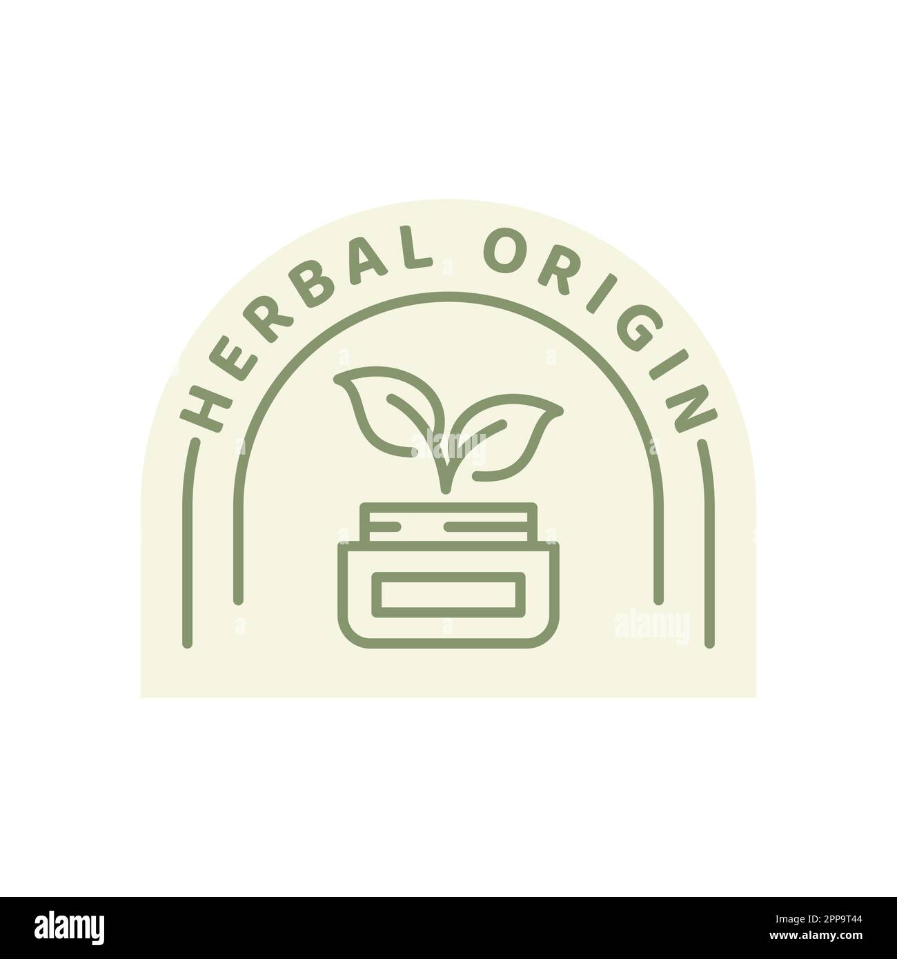 Etichetta vettoriale linea di prodotti di origine erboristica. Integratori o cosmetici con badge erbe. Illustrazione Vettoriale