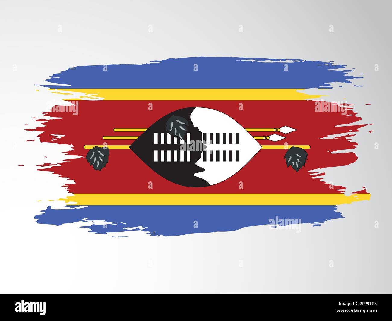 Bandiera vettoriale di Eswatini dipinta con un pennello Illustrazione Vettoriale