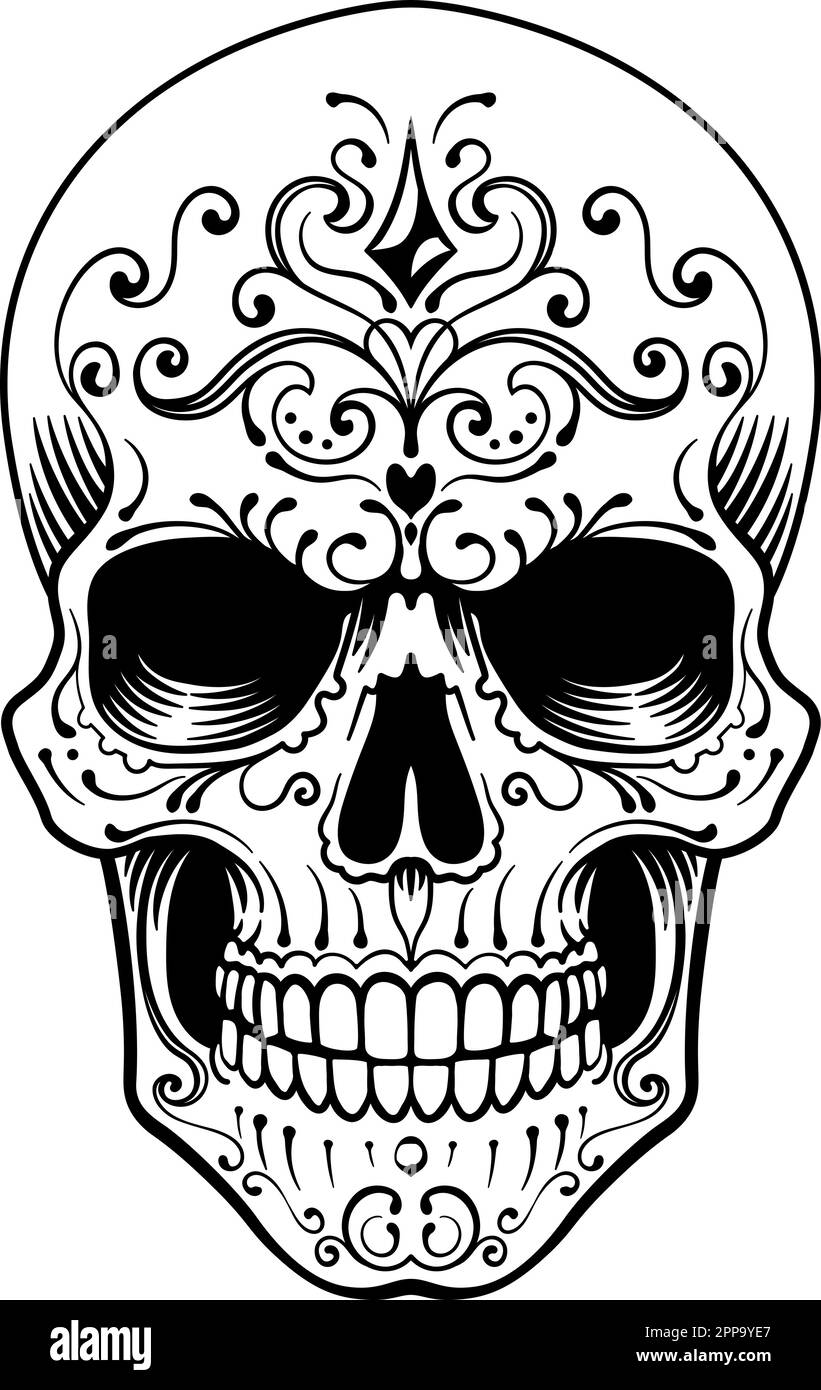 Tatuaggio con motivo astratto per cranio Illustrazione Vettoriale
