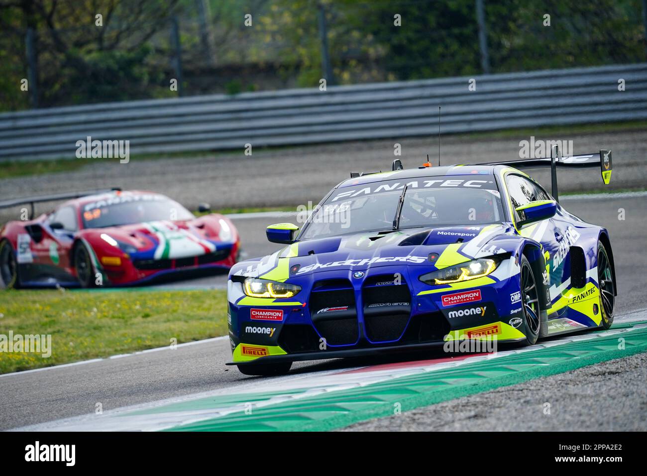 Monza, Italia. 23rd Apr, 2023. Il team #46 WRT BMW M4 GT3 di Valentino ROSSI, Maxime MARTIN e Augusto FARFUS (PRO) durante il Fanatec GT World Challenge Europe all'Autodromo di Monza il 22 aprile 2023 a Monza. Credit: Luca Rossini/e-Mage/Alamy Live News Foto Stock