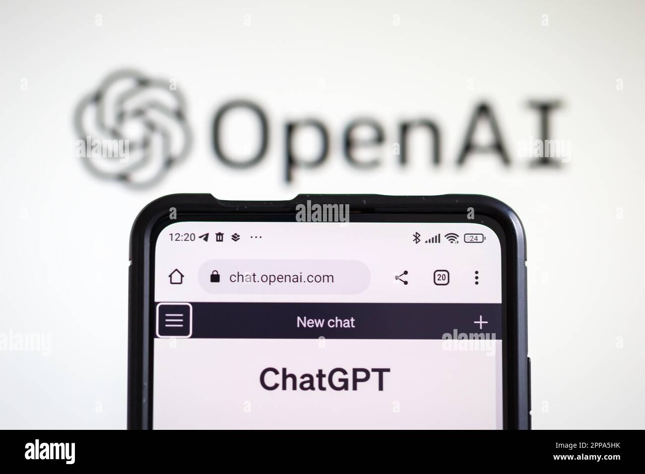 Stoccarda, Germania - 14 aprile 2023: ChatGPT intelligenza artificiale ai Chat GPT con il logo OpenAI a Stoccarda, Germania. Foto Stock