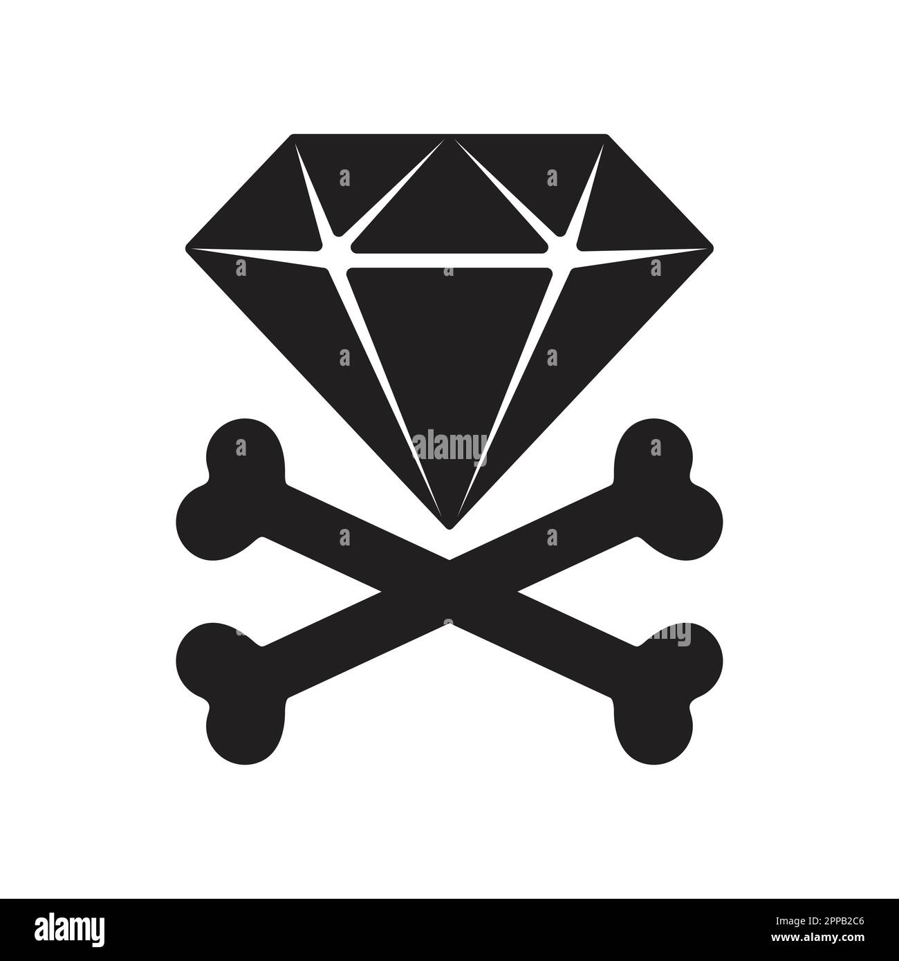 Pirata crossbones vettore diamante icona gioielli logo illustrazione Halloween Illustrazione Vettoriale