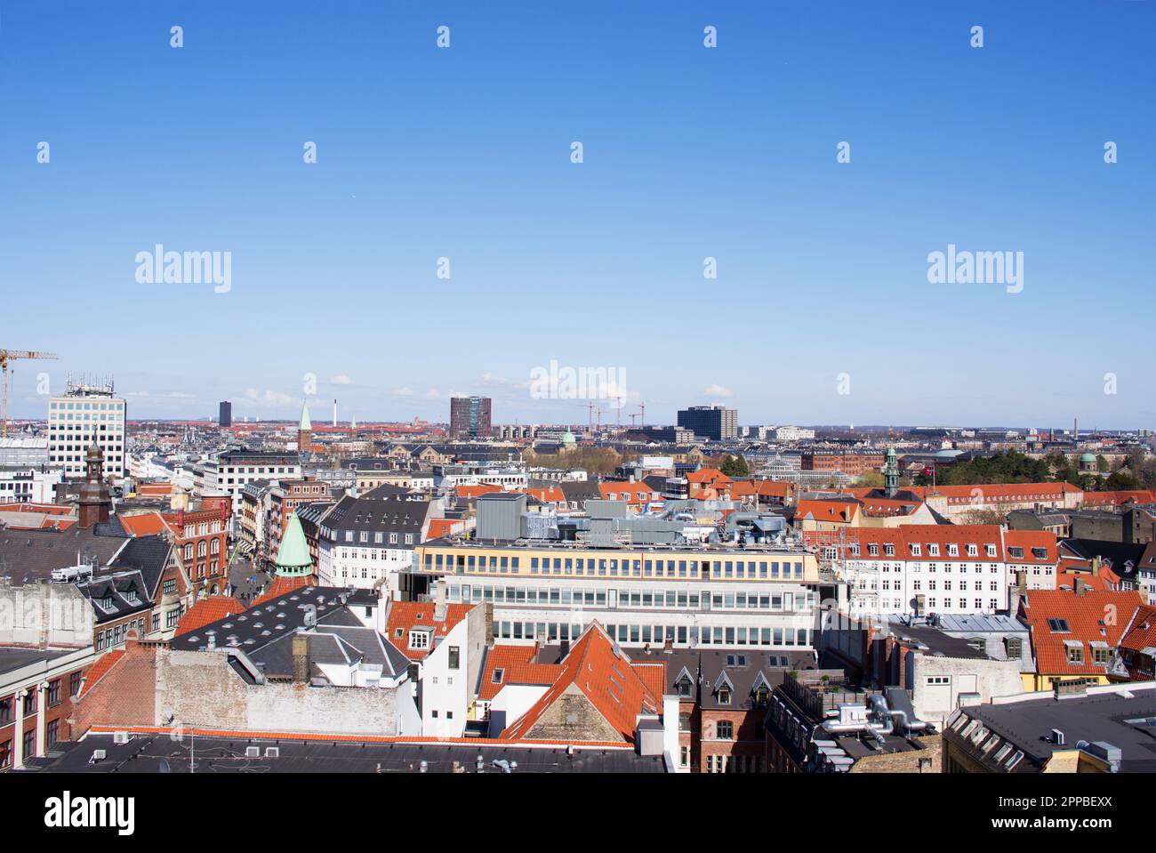 Paesaggio urbano aereo dello skyline del centro di Copenaghen in Danimarca Foto Stock