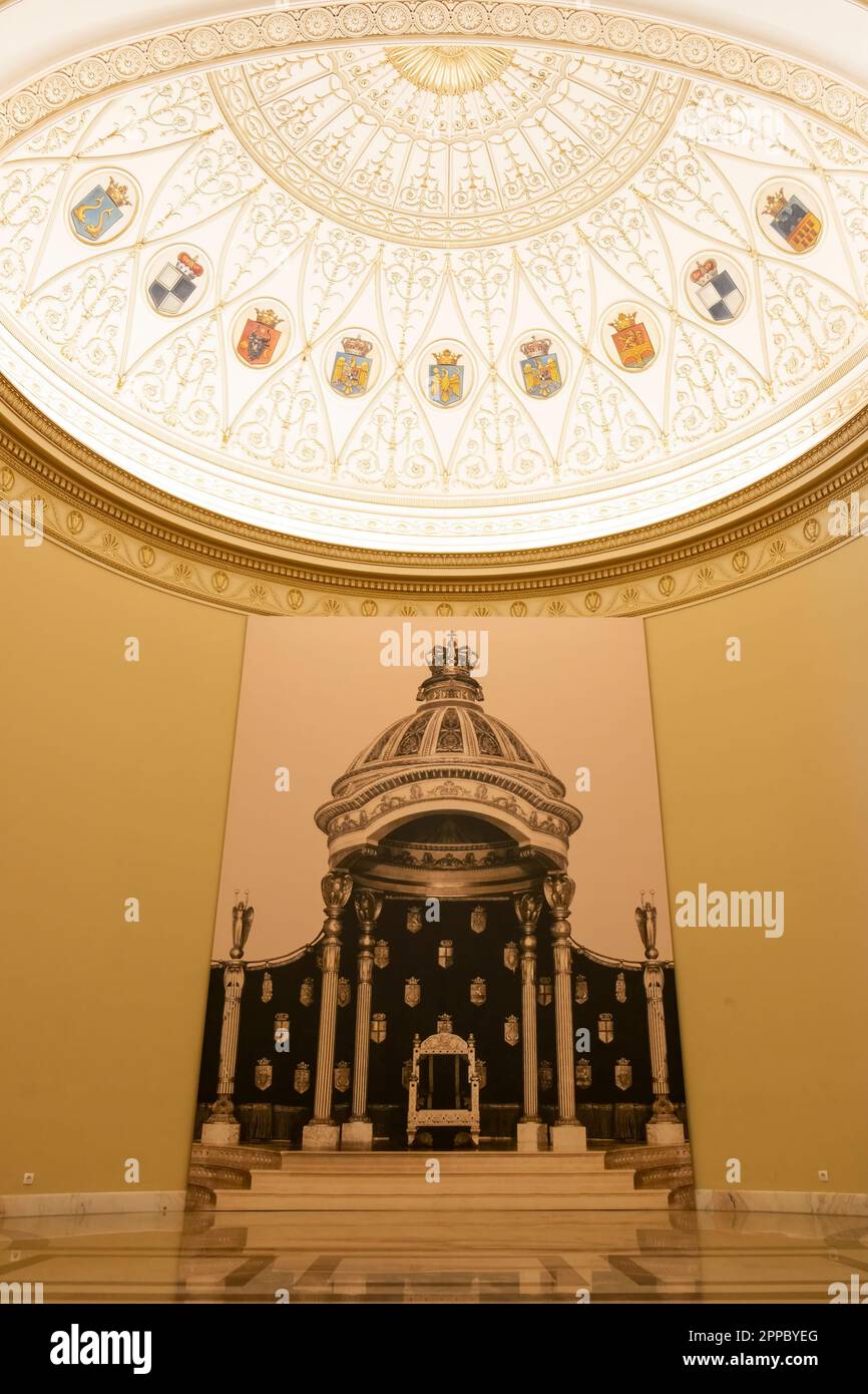 Interno del Museo Nazionale d'Arte Bucarest - Palazzo reale di Bucarest, Romania. La Sala del Trono, la Sala da pranzo reale e la Scala del Voivode Foto Stock