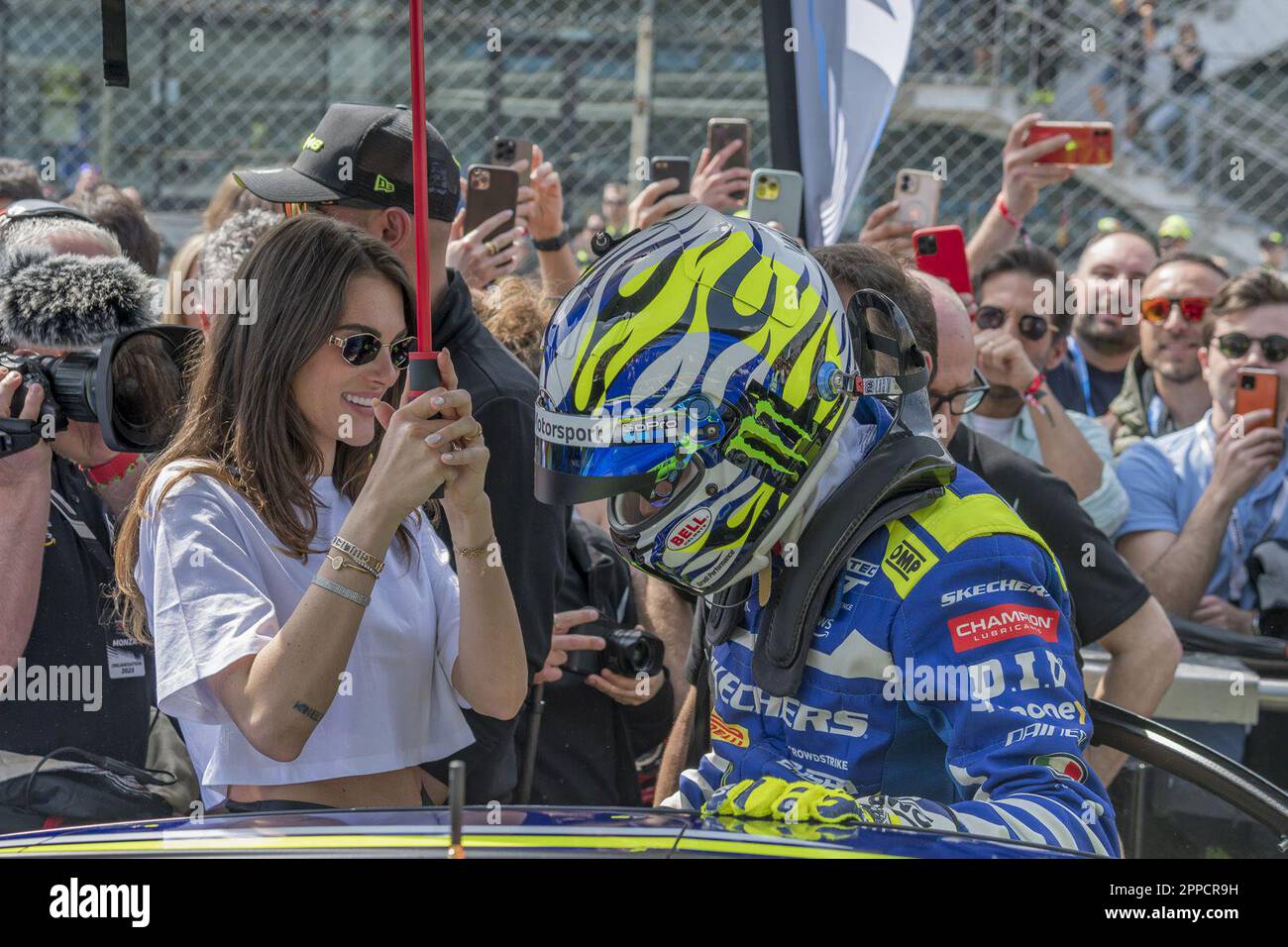 Monza, Italia. 23rd Apr, 2023. Monza, Monza, Italia, 23 aprile 2023, Francesca Sofia Novello, Valentino Rossi - GT World Challenge Monza 2023 durante Fanatec GT World Challenge Europe Powered by AWS - 2023 MONZA - Grand Tourism Credit: Live Media Publishing Group/Alamy Live News Foto Stock