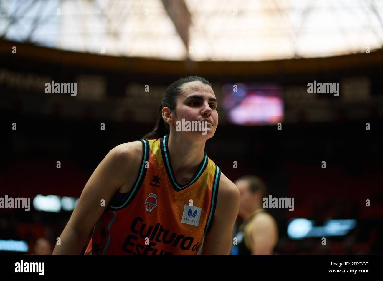 Leticia Romero di Valencia Basket in azione durante le quarti di finale di Play Off di Liga Endesa il 23,2023 aprile al Padiglione Fuente de San Luis (Valenci Foto Stock