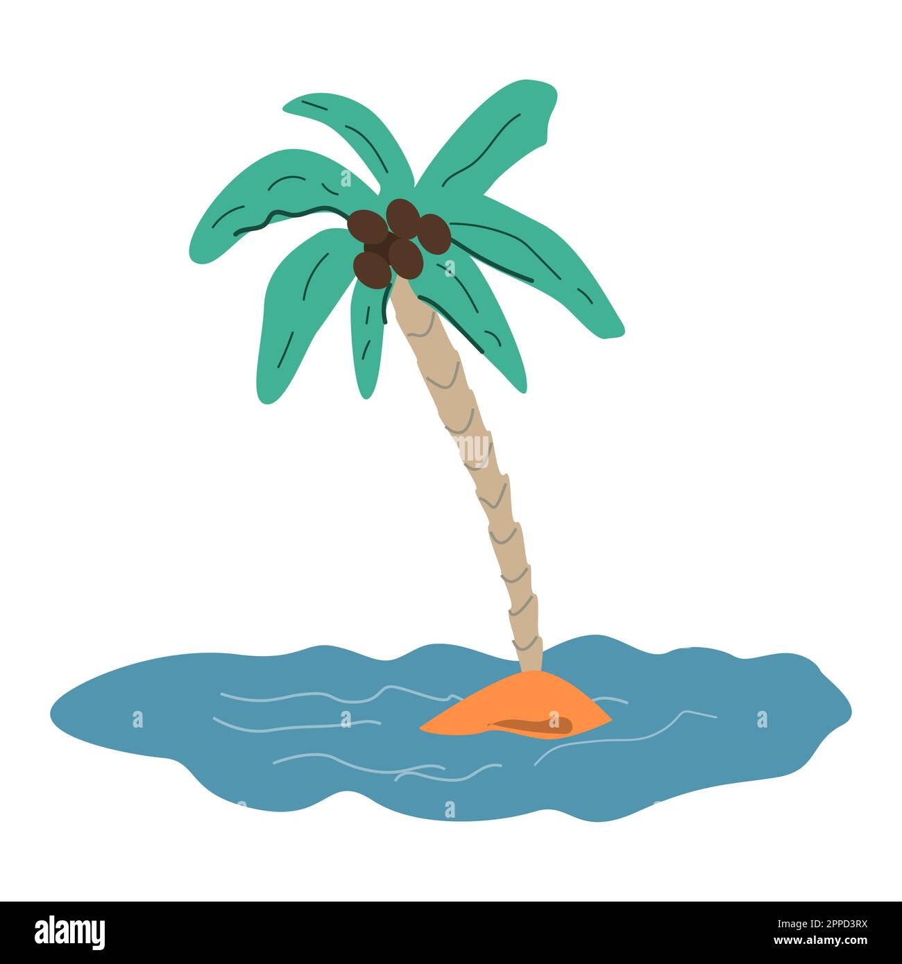 esotica palma di cocco su un mare, su una spiaggia Illustrazione Vettoriale