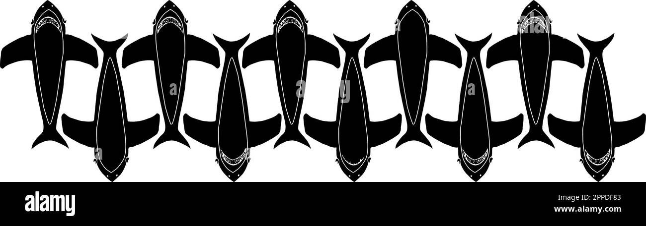 fascia orizzontale di squali Illustrazione Vettoriale