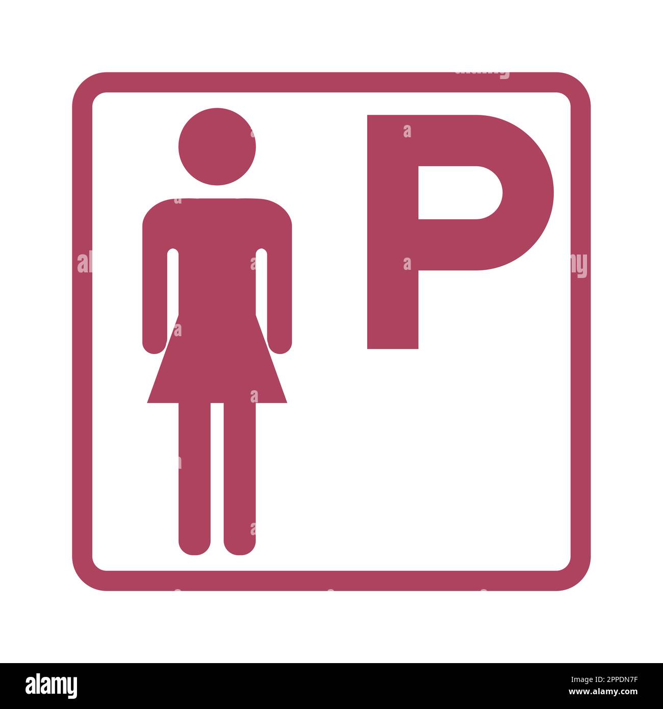 Simbolo Lady Parking segno su sfondo bianco Illustrazione Vettoriale