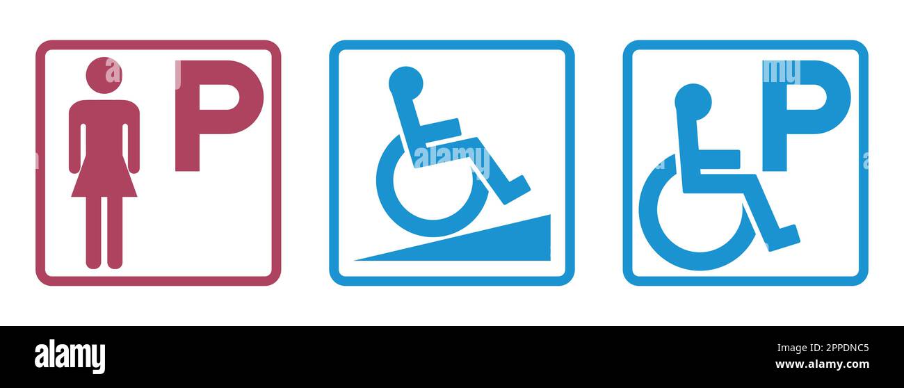 Symbol Lady Parking, segnale di parcheggio per disabili Illustrazione Vettoriale