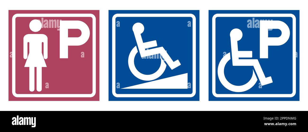 Symbol Lady Parking, segnale di parcheggio per disabili Illustrazione Vettoriale