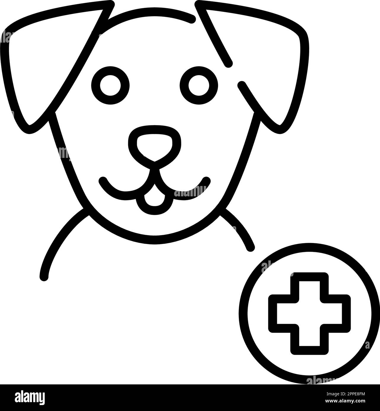 Piano sanitario cane. Servizi medici per animali domestici. Pixel Perfect, icona del tratto modificabile Illustrazione Vettoriale