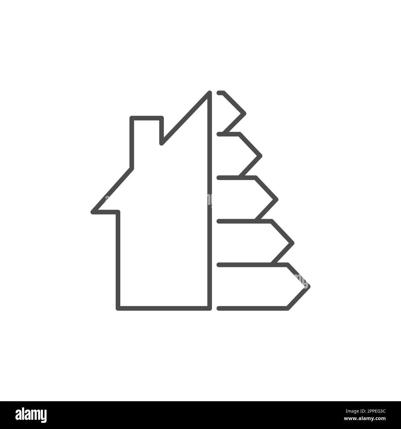 Icona lineare vettoriale relativa all'efficienza energetica domestica. Smart eco House miglioramento segno. Pittogramma di energia alternativa. Ecocompatibile. Tecnologia verde symb Illustrazione Vettoriale