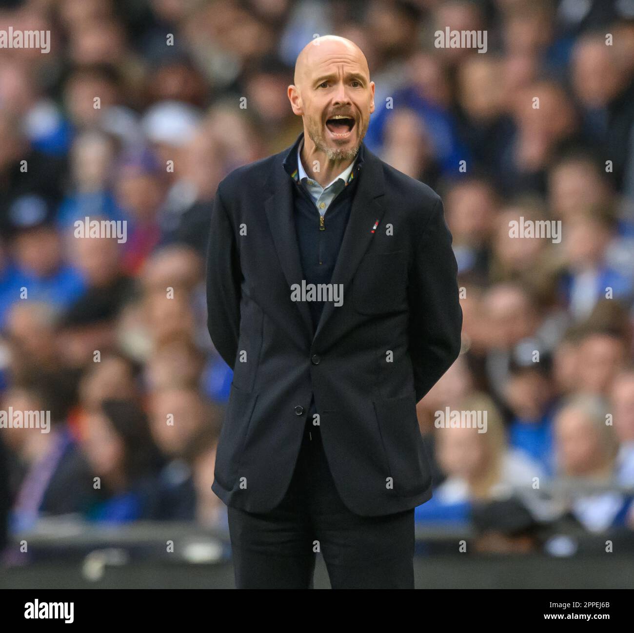 Londra, Regno Unito. 23rd Apr, 2023. 23 Apr 2023 - Brighton and Hove Albion v Manchester United - Emirates fa Cup - Semifinale - Stadio di Wembley. Il Manchester United Manager Erik ten Hag durante la semifinale della fa Cup contro Brighton. Picture Credit: Mark Pain / Alamy Live News Foto Stock