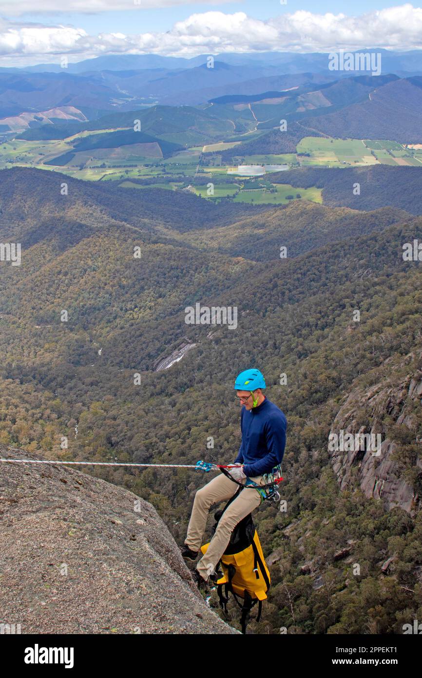 Discesa in discesa nella Gola sul Monte Buffalo Foto Stock