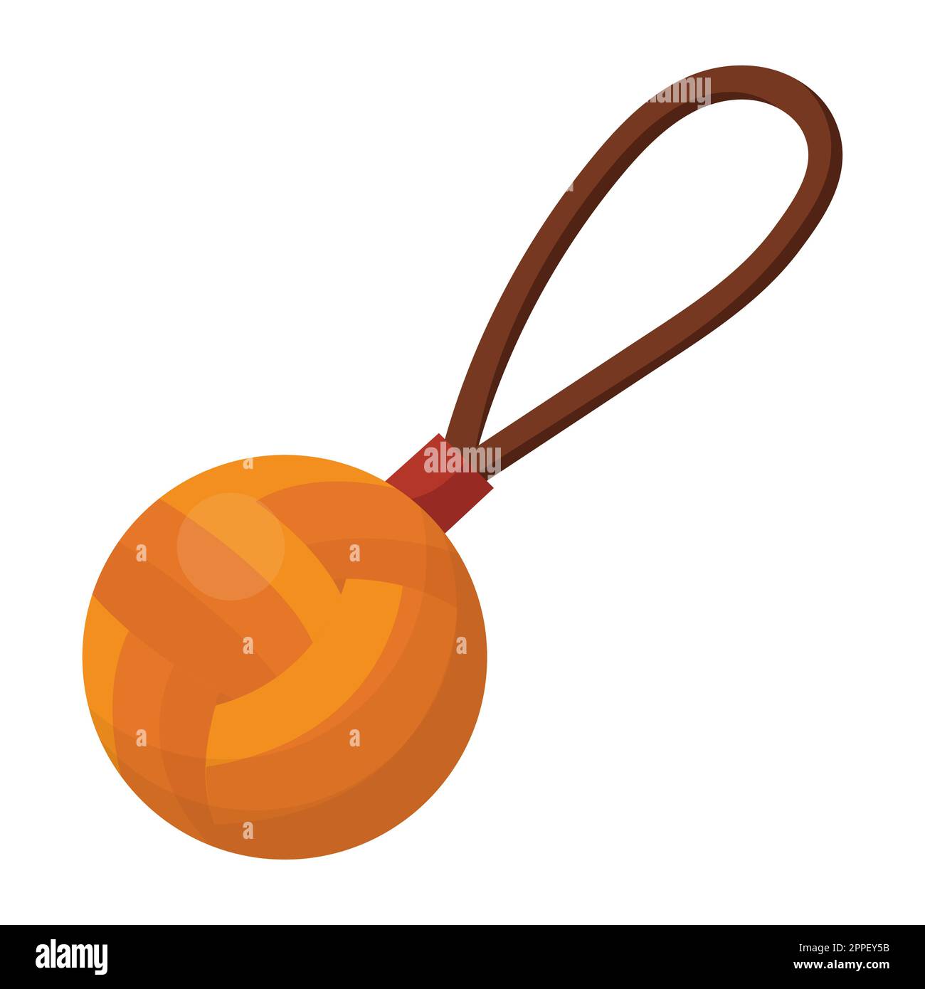 Un giocattolo per cani e gatti - una palla su una corda. illustrazione vettoriale isolata su sfondo bianco. Illustrazione Vettoriale