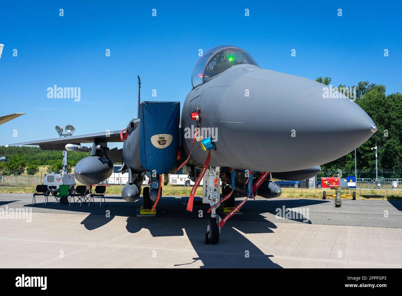 BERLINO, GERMANIA - 23 GIUGNO 2022: Combattente multirole, combattente sciopero Boeing F-15E Sciopero Eagle. AERONAUTICA DEGLI STATI UNITI. Mostra Ila Berlin Air Show 2022 Foto Stock