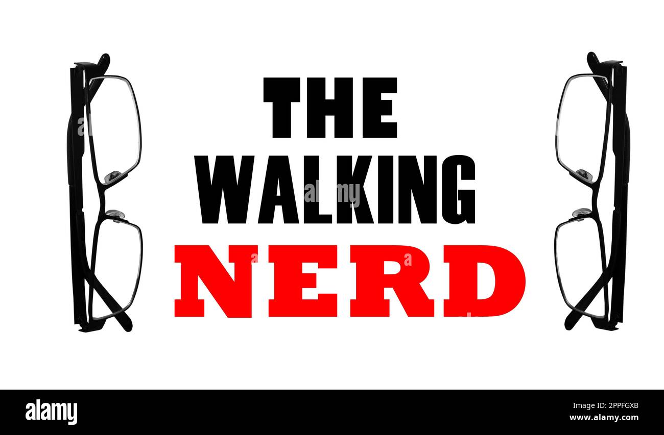 Il nerd camminante, disegno divertente Foto Stock