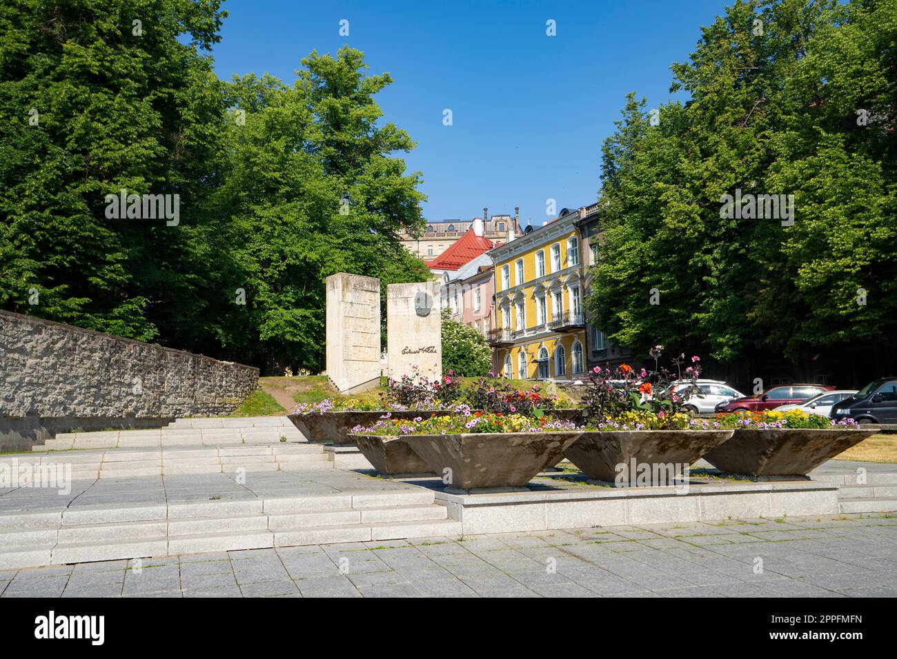 monumento a Eduard Vilde a Tallinn, Estonia Foto Stock