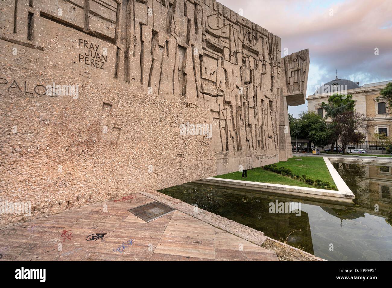 Scoperta del monumento d'America a Madrid, Spagna Foto Stock