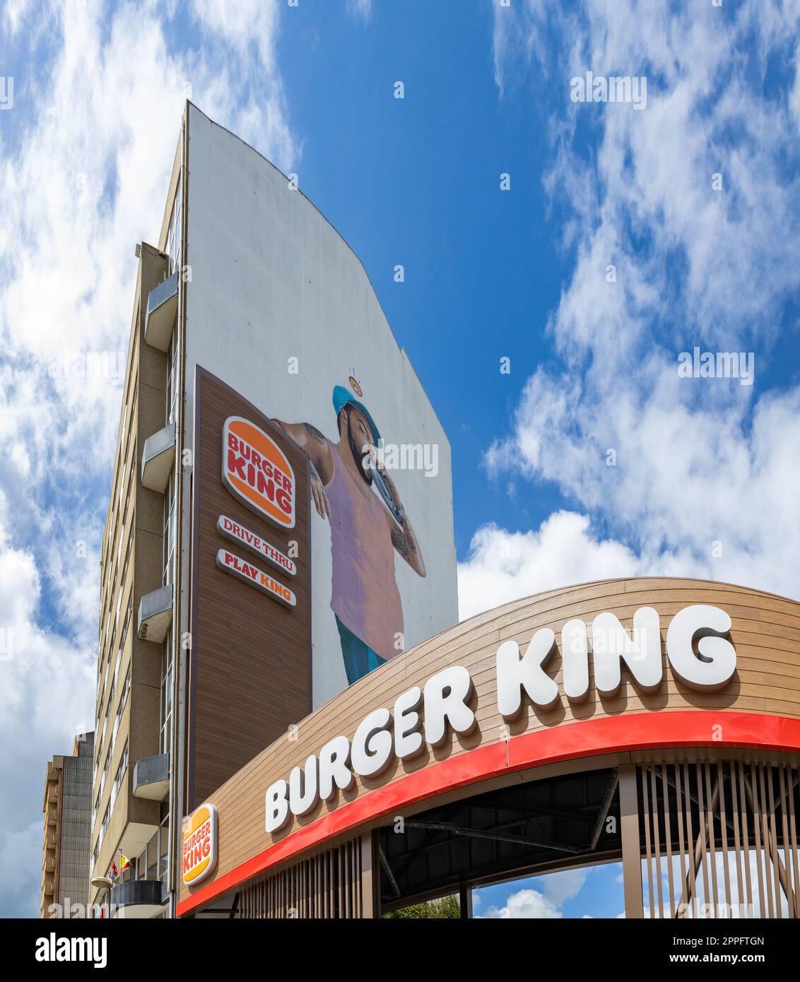 Burger King e Mr. Dheo Mural - calorie Foto Stock