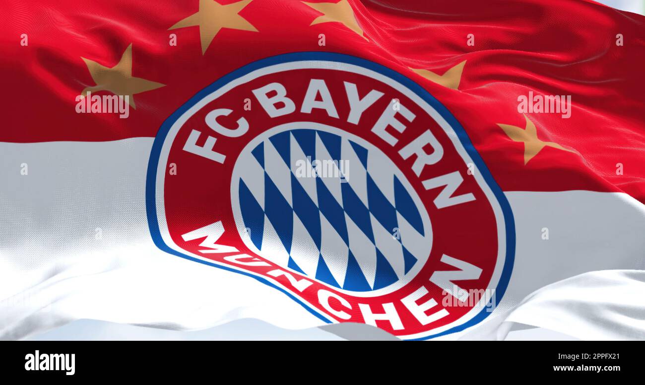 Sfondo in tessuto con la bandiera di Bayern Munich Foto Stock