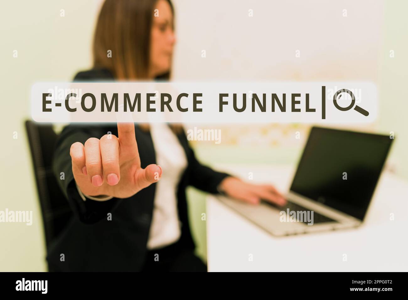 Titolo concettuale e imbuto del commercio. Parola per uno strumento utilizzato per ottimizzare l'usabilità delle risorse online Foto Stock
