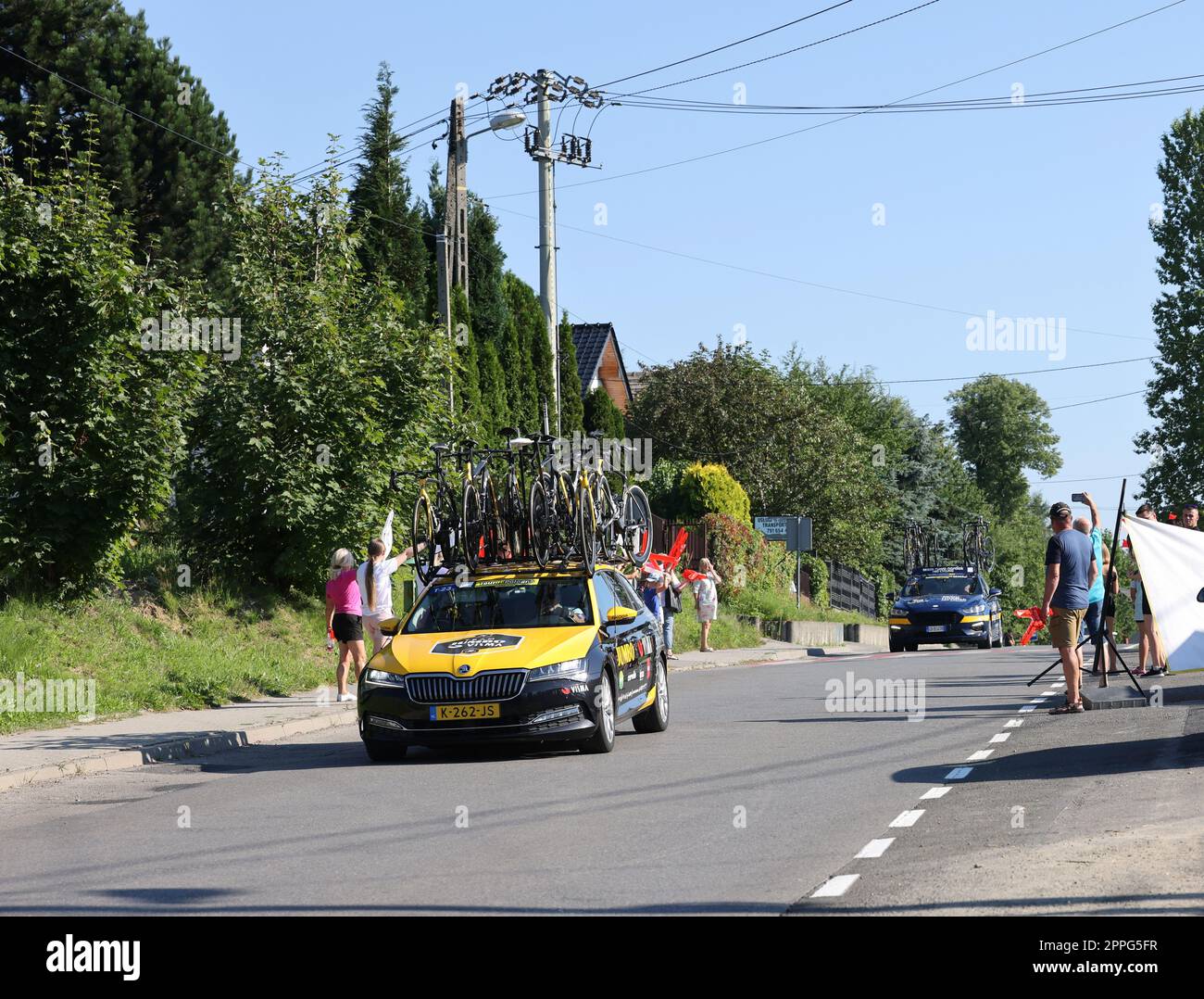 Jumbo Visma Team Vehicle sul percorso del Tour de Pologne UCI â€“ World Tour, tappa 7 Skawina - Cracovia. Foto Stock