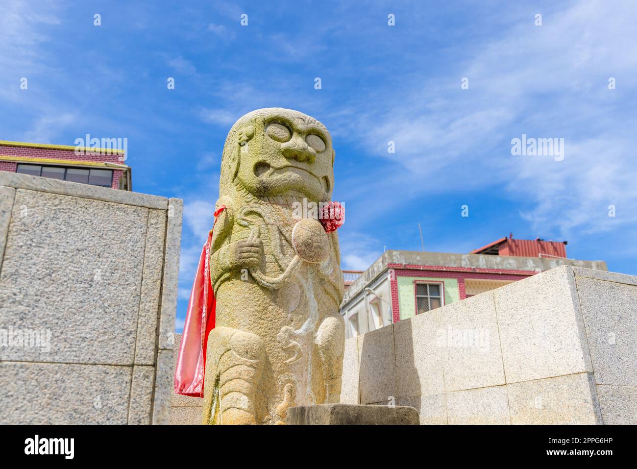 Kinmen, Taiwan 01 luglio 2022: Statua del leone del vento dio a Kinmen Foto Stock